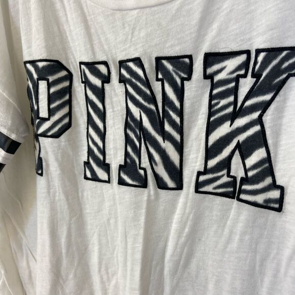 Victoria’s Secret PINK Zebra Print Crew Neck Tee. Size Large - Picture 3 of 5